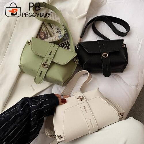 Fashion Women PU Leather Wide Strap Shoulder Crossbody Bag Casual All-match Solid Color Hasp Messenger Small Flap Handbags