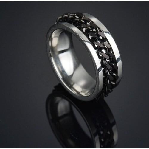 Fashion Stainless Steel Men Couple Ring Spinner Chain Rotable Rings Punk Women Man Jewelry For Party Gift