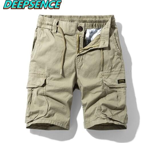 Men 2021 Summer New Cargo Shorts Men England Style Zipper Pockets Solid Cotton Fashion Casual Knee Length Shorts Mens Mature