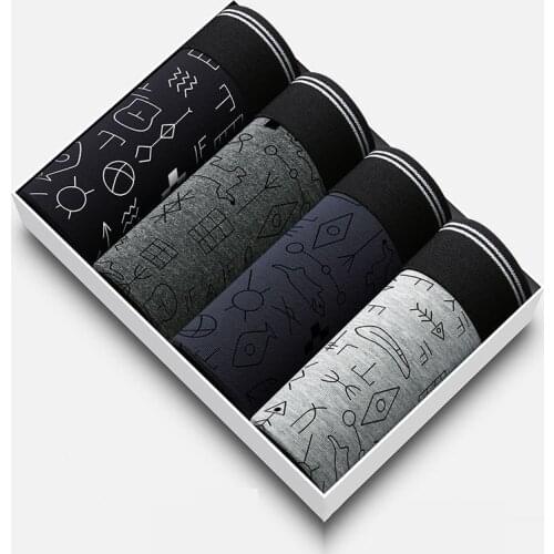 4pcs/Lot Male Underpants Boxer Mens Underwear Boxers Home Brand Shorts Cueca Boxer Shorts Sexy Man Cotton Panites