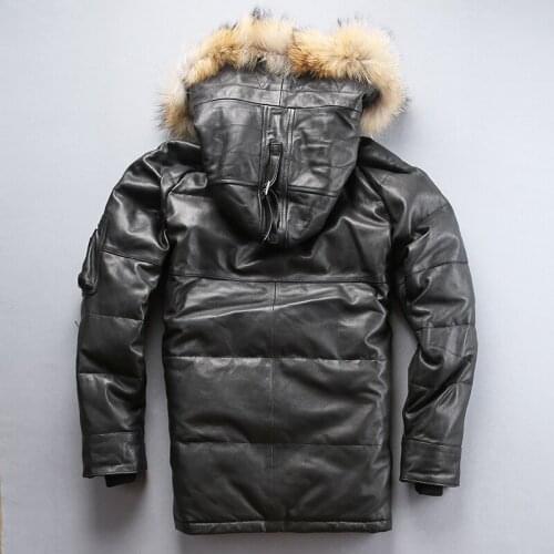 2020 Russia winter genuine men fur hooded coat mens medium American air force leather down jacket