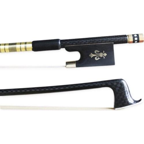 NEW 4/4 Size Plaid Carbon Fiber Violin Bow Ebony Frog Carving Flower Brass Alloy