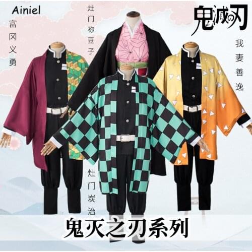 Demon Slayer Cosplay Kimetsu no Yaiba Kamado Tanjirou Kamado Nezuko Agatsuma Zenitsu Tomioka Giyuu Costume Custom clogs Wigs