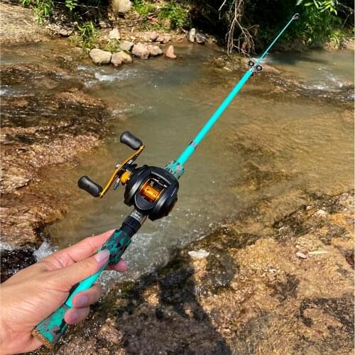 Wheel Portable Travel Spinning Casting Fishing Rod Combo1.3m-1.8mTelescopic Fishing Rod Gear 4.0:1 Fishing Baitcasting Reel Set