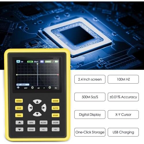 5012H 2.4 inch Screen Portable Digital Oscilloscope 500MS/s Sampling Rate 100MHz Analog Bandwidth Support Waveform Storage