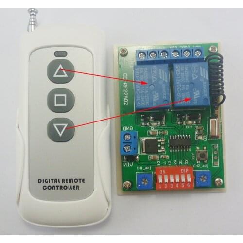 1 PCS DC12V 433M RF Wireless Adjustable Delay time Motor 4 Buttons Receiver Reverse Polarity Rotation RS360