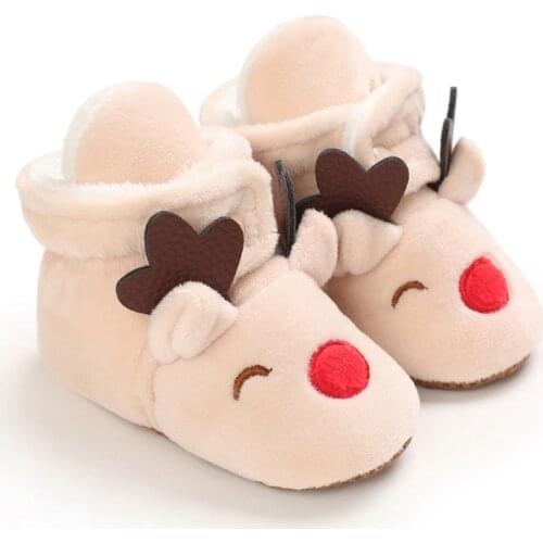 Christmas Winter Newborn Baby Boy Girl Shoes Cartoon Soft Sole Non-slip Snow Bootie Footwear Warm Boot Crib Shoes 0-18M