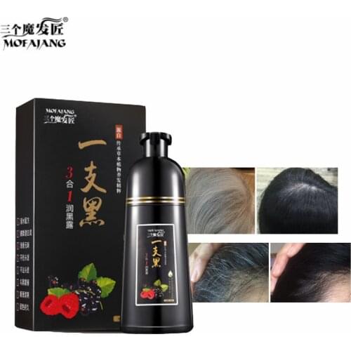 MOFAJIANG 500ML Pure Chinese Medicine Formula Semi-permanent Black Hair Shampoo Fast Coloring No Stimulation Dye Hair Shampoo