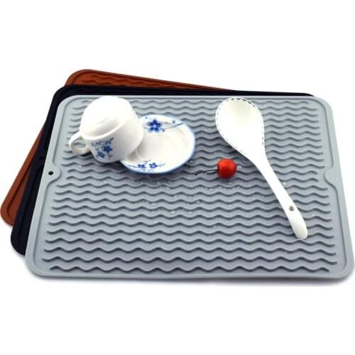 Foldable Drying Dishes Silicone Drain Mats Table Kitchen Home Anti Slip Wave Sink Heat Insulation Soft Rubber Dishes Cups Pads