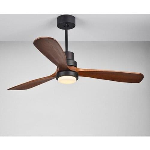 Modern Remote Control 52 Inch Wooden Blades Retro Ceiling Fan With AC220V Input 15W Ceiling lights