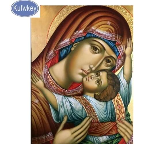 Rhinestone Mosaic Artwork Home Decor Modern Madonna and baby diamond mosaic For Living Room Wall Art Picture