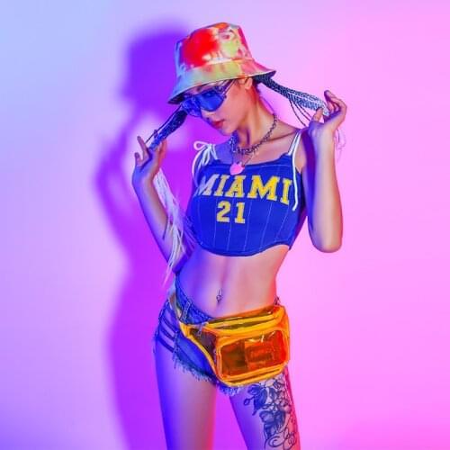 Hip Hop Jazz Dance Performance Clothing Women Nightclub Stage Clothes Rave Outfit Summer Bar Gogo Pole Dancing Costume YS1883