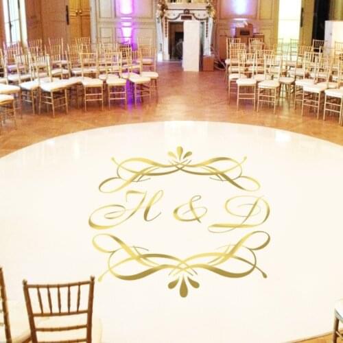 "V3 Wedding Dance Floor Decal, Custom Monogrammed Vinyl Decal for Wedding Wall Decor," j924 "