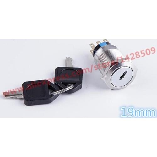1pcs 6 pin Stainless Steel Metal Self Latching waterproof Key lock switch on-off