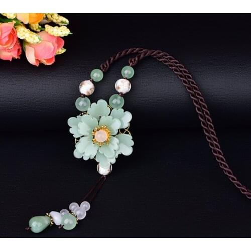1pcs Summer Long Neck Chain Retro Girls Chinese Style Necklace Accessories Decor Jewelry Women Girl Jewellery Gift