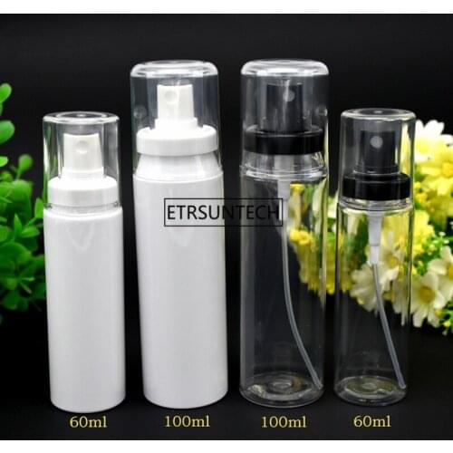 100pcs 60ml 100ml 120ml Clear White PP Perfume Mist Spray Bottles Empty Plastic Atomizer Sprayer Containers F2463