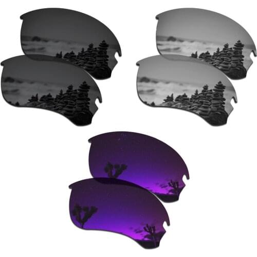 SmartVLT 3 Pairs Polarized Sunglasses Replacement Lenses for Oakley Si Speed Jacket Black & Silver Titanium & Plasma Purple