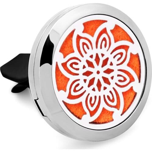 5PCS 2Style Lucky Flowers Car Perfume Locket Pendant 30MM 316L Stainless Steel Essential Oil Diffuser Perfume Locket With Pad