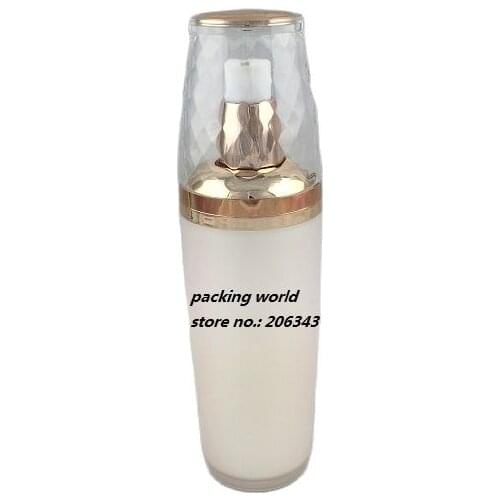 120ML bowl shape acrylic press pump bottle pearl pink color for serum/lotion/emulsion/foundation/gel cosmetic packing