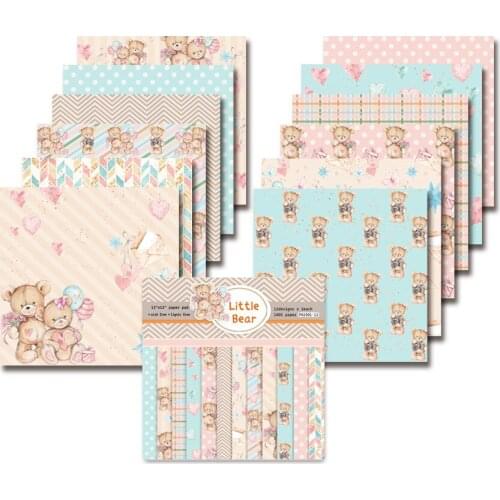 12" 24Pcs/Lot Little Bear Retro Material Papers DIY Scrapbooking Album Diary Gift Decorative Paper Scrapbooking Paper