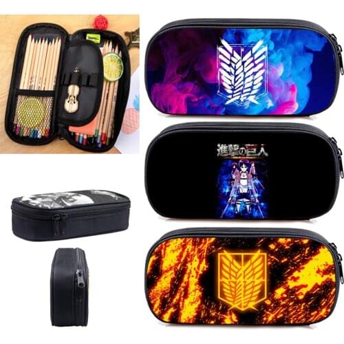 3D Attack on Titan Pencil Case Game Stationary Bag Child Boys Girls Kids Children School Supplies Anime Pencil Bag Women Makeup
