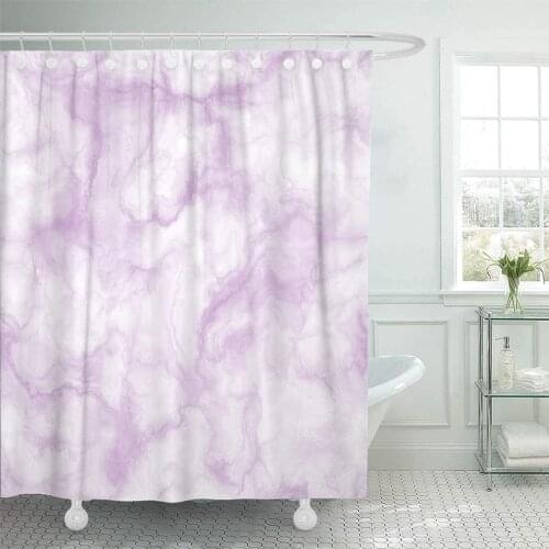 Pattern White Lavender Light Purple Marble Floor Stone Abstract Shower Curtains Sets with Hooks 60 x 72 Inches Waterproof