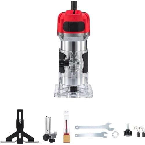 Woodworking Power Tools Wood Router 6.35mm Collet Carving Machine +15pcs Router Bits Milling Cutter Electric Hand Wood Trimmer