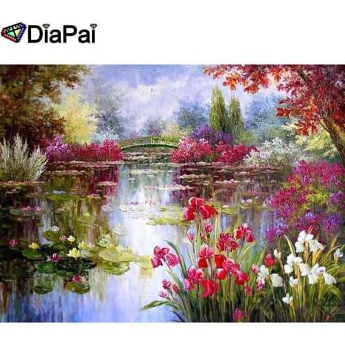 DIAPAI Full Drill Diamond Painting "Flower landscape" DIY Picture Of Rhinestone 5D Diamond Embroidery Cross Stitch Decor A26485