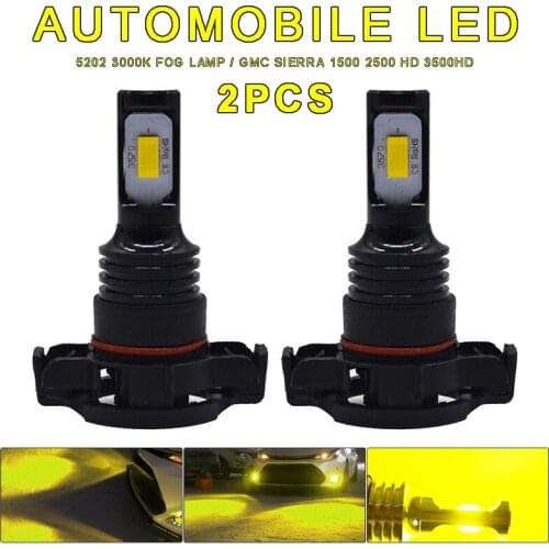 Mayitr 2pcs 110W 5202 3000k Yellow LED Fog Light Day-time Running Lamp For GMC Sierra 1500 2500 HD 3500HD 2007-2015 Parts