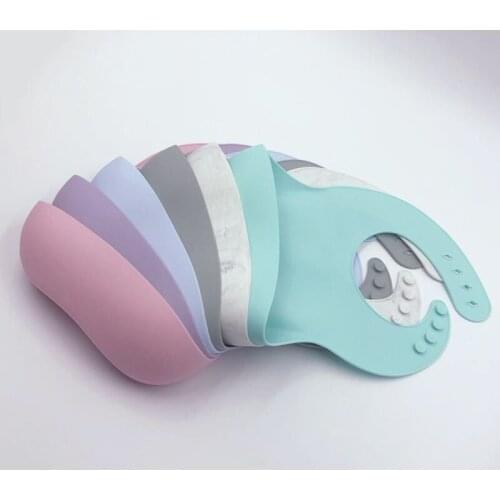 Quality Soft Silicone Waterproof Baby Bibs Solid Color Newborn Baby Feeding Burp Cloth Towel Stuff Baby Bib