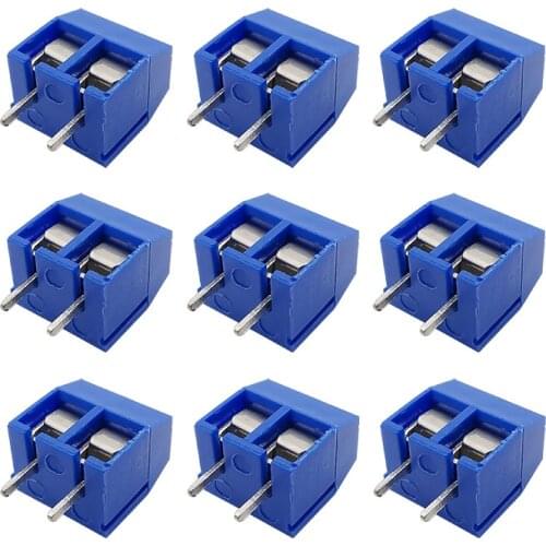 KF301 2Pin 5.0mm Straight Pin PCB Screw Plug-in Terminal Block Connector KF301-5.0-2P Straight Pin Connect Terminals Blue