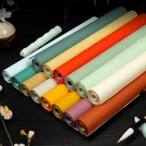 Chinese Half Ripe Rice Paper Chinese Brush Pen Calligraphy Exhibition Paper Colorful Pastel Xuan Paper Golden Foils Papel Arroz