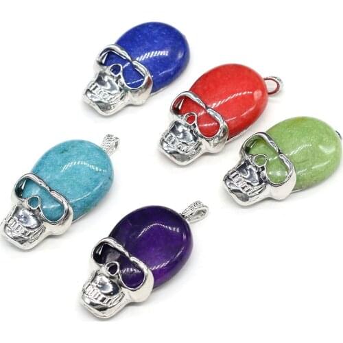 Natural stone Pendant Skull shape Exquisite Charm for Jewelry Making DIY Necklace Earrings Accessories Handiwork Craft