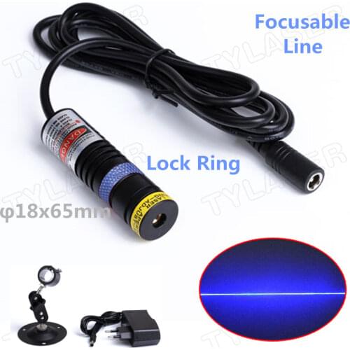 Glass Line D18X65 Focusable 405nm Direct Blue Laser 30mW 50mW 100mW 150mW 200mW Laser Module for Cutting Positioning