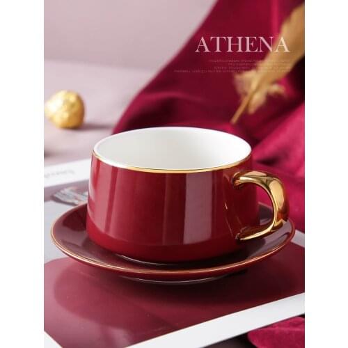 European style small luxury web celebrity cup and saucer set exquisite wind ceramics household high-grade cups