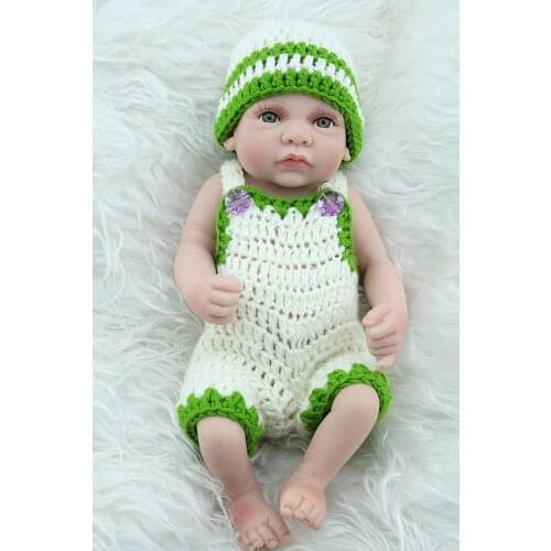 Cute Small 10 Inch Reborn Baby Dolls Full Vinyl Sleeping Girl Doll with Handmade Crochet Clothes Silicone Toys for Children