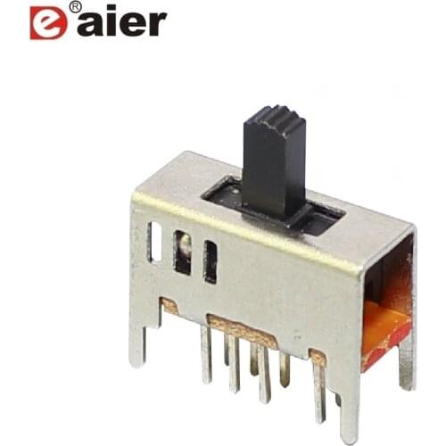 500PCS Mini Slide Switch 2P3T 2 Poles 3 Position SS-23D03 5mm Height Black Slide Handle 50mA 12VDC ON/ON/ON 8 Pins With Bracket