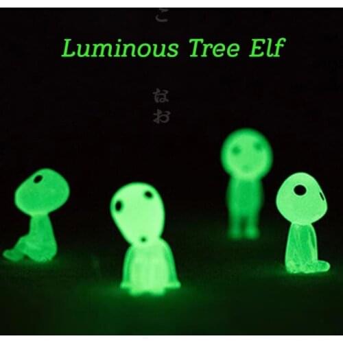 Anime Princess Mononoke Mini Luminous Tree Elves Hayao Miyazaki Micro Landscape Cute Resin Decoration Cartoon Toy Birthday Gifts