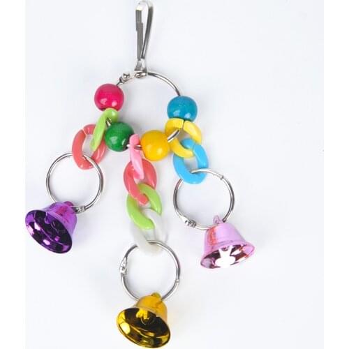 Horn Set Ring Bird Bell Toy Large Bird Toys For Parrots Suspension Macaw Parrot Toys For Birds Chewing Toy Bird Cages For Parrot