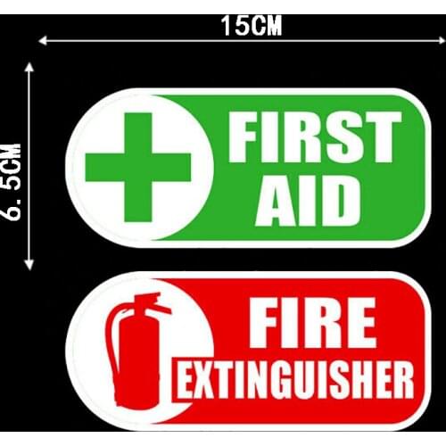 Warning Decals First Aid / Fire Extinguisher Sticker Set Safety Warning Vinyl Emergency EMT PVC Vinyl Waterproof Stickers