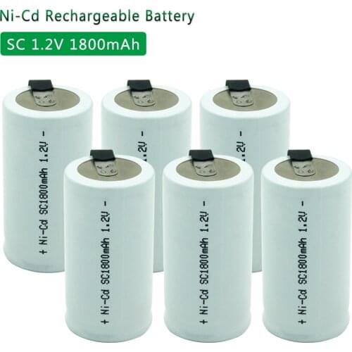 4-20pcs 1.2V 1.8Ah NICD Ni-cd Rechargeable Battery Cell SC Sub C Cell with Solder Tab for Makita Hitachi Electric Battery