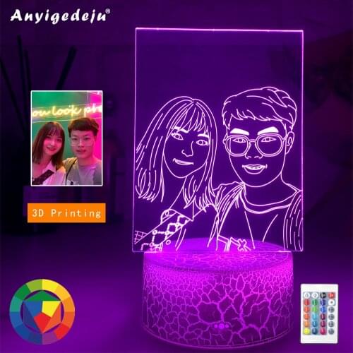 Dropshipping Customized 3D Night Light USB Crack Base DIY Night Lamp For Wedding Christmas Gift Holiday Light Custom Text Photo