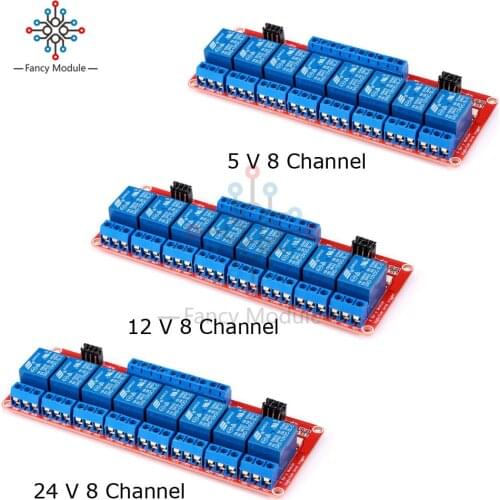 High & Low Level Trigger for Ardiuno Relay Module DC 5 V 12 V 24 V 8 Channel Relay Module Board Shield with Optocoupler