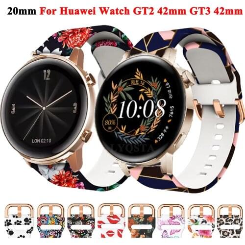 Printing Silicone Watchband Straps For Huawei Watch Honor Magic 2 GT2 42 46mm ES Bracelet Band 22 20mm Wristband GT 2 Pro Correa