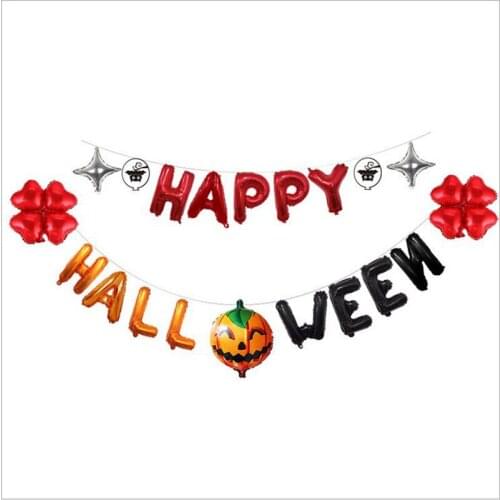 Happy Halloween 16inch Letter Foil Balloon Cute Halloween Pumpkin Clover Stars Air Balloons Banner Horror Party Favor Decoration