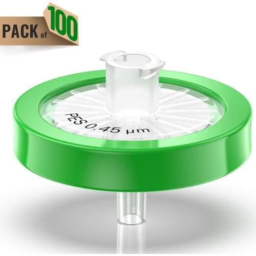 Syringe Filters,PES Membrane 0.45μm Pore Size,25mm Diameter,100 Pcs by Ks-Tek