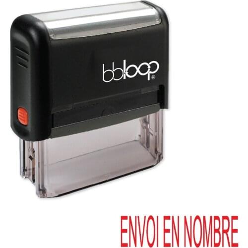 BBloop French Language "ENVOI EN NOMBRE" Self-Inking Stamp, Rectangular, Laser Engraved, RED