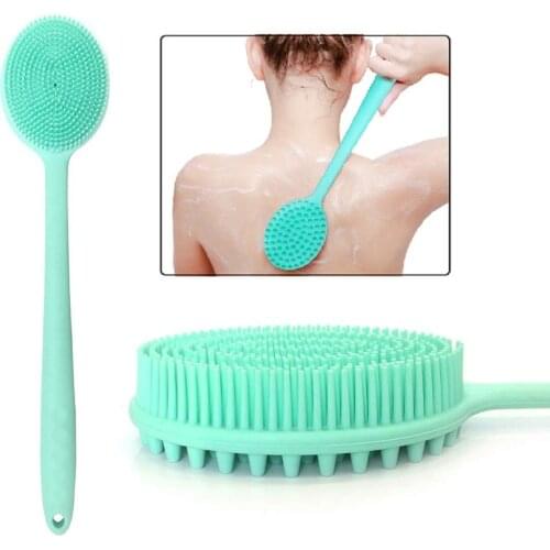Silicone Body Brush Long Handle Back Brush Exfoliator Soft Bristles Massage Scrubber Shower Brush Bathing Tools Accessories