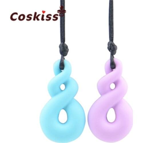 BPA Free Silicone Chew Necklace With Silicone Twist Beads Pendant Non Toxic Silicone Teething Necklace for Baby/mommy
