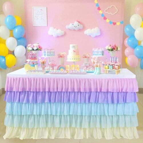 Rainbow Tablecloth Table Skirt 6 Colors Rectangular Table Birthday Party Christmas Decoration